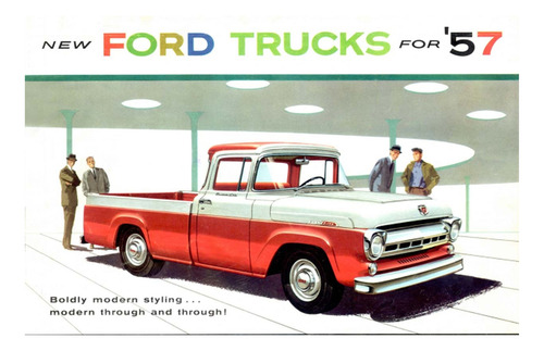 Ford Trucks 1957 - Autos Camionetas Clásicos - Lámina 45x30c