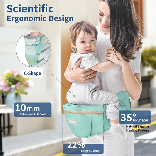 Canguro Para Bebe Con Asiento 6 En 1 Ajustable Verde Bebe