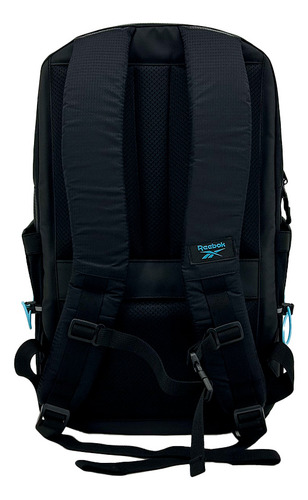 Mochila Reebok 18 PuLG Deportiva Viaje Porta Mat Unisex Refo Color Negro Diseño De La Tela Lisa