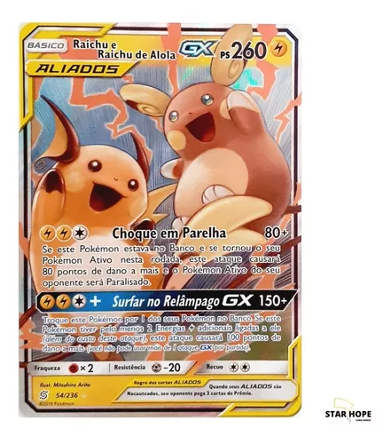 Carta Pokémon: Raichu & Raichu De Alola-gx 221/236 Aliados no Shoptime