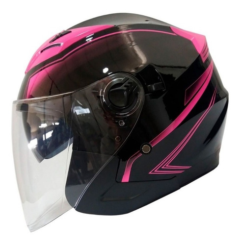 Casco Abierto Ghb 708 Linea Negro Rosa