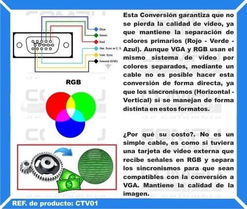 Adaptador De Señal Rgb A Vga Ref: Ctv01 Computoys Sas