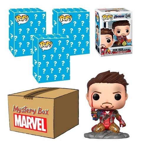 Mystery Box Funko Pop Iron Man + 3 Funko Pop! Random Marvel