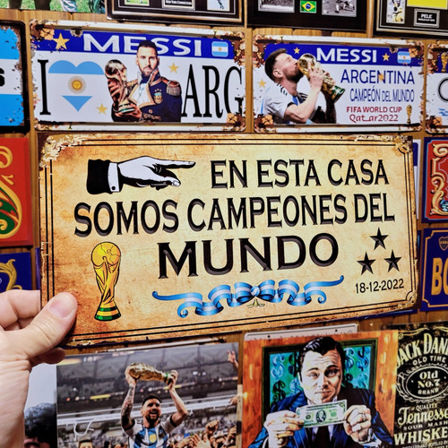 Campeones Del Mundo Cartel Chapa Argentina Apto Exterior