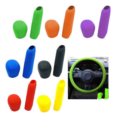 Kit Funda Cubre Volante+pomo+freno Mano Silicona Universal