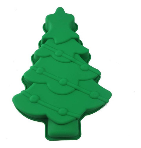 Molde Silicón Navideño Árbol Navidad Reposteria Pastel Gelat Color Verde