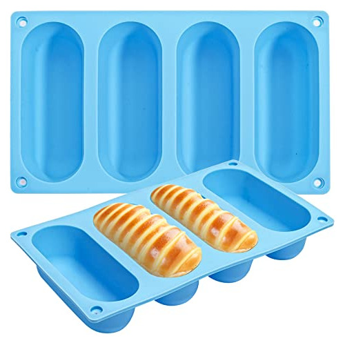 Canipha 2 Pack Hot Dog Bun Pan, Silicone Hot Dog Bun Mo...