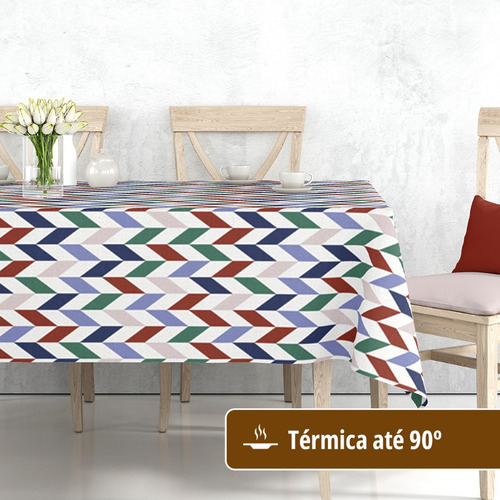 Toalha Mesa Plástica Térmica Chevron Vm 4 A 6 Lugares 1,60