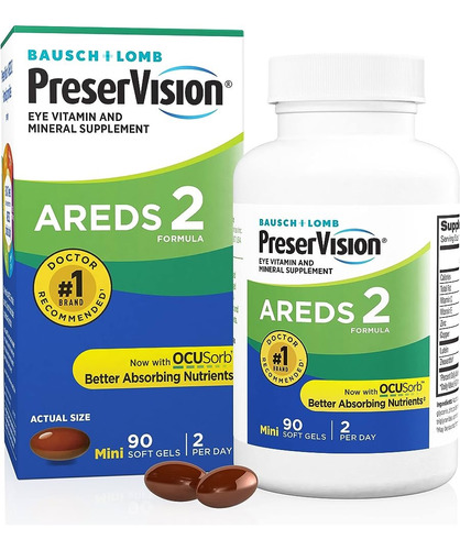 Vitamina Ojos Areds 2 Preservision Lutein Zeaxanthin Usa 90 msg Bausch Lomb Sin sabor