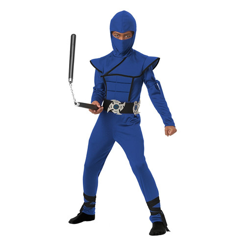 Disfraz Para Niño Ninja Sigiloso Azul Talla S (6-8)