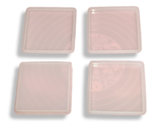 Kit Moldes Silicón 4 Pzas Portavasos Cuadrado Resina +regalo
