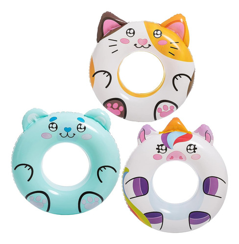 3 Pack Inflable Tipo Llanta P/ Alberca Playa Diseño Animales