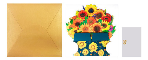 Tarjeta De Felicitación Con Ramo De Flores De Papel Girasol