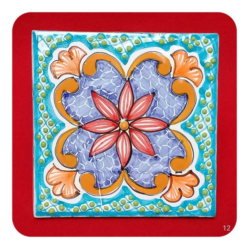 Imagen 8 de 10 de Set 10 Azulejos De Talavera Poblana 10x10 Cm Decoración Zlj