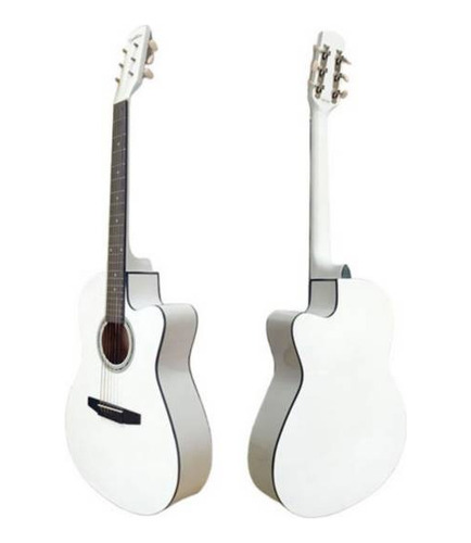 Guitarra Acustica Importada Blanca Con Funda