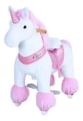 Unicornio Montable Blanco Con Rosa Mediano - Ponycycle