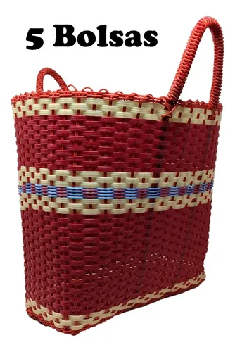 Bolsa Artesanal Tejida Pl stico Eco Mercado G 5 Bolsas