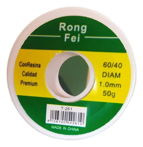 Rollo De Estaño De 60/40 Rong Fei De 1.0 Mm De 50 Gr