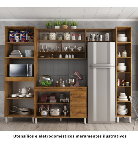 Imagem 5 de 5 de Cozinha Modulada 6 Peças Prata - Castanho/off-white