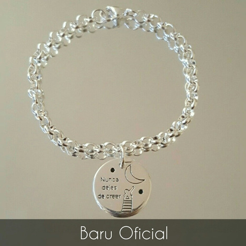 Imagen 4 de 6 de Pulsera De Acero Blanco Con Frase Nunca Dejes De Creer