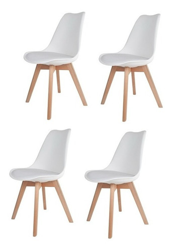 Imagem 1 de 5 de 4 Cadeiras Saarinen Leda Branco Wood Artiluminacao