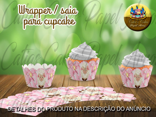  50 Wrappers Saias Para Cupcakes Ovelha Ovelhinha Rosa