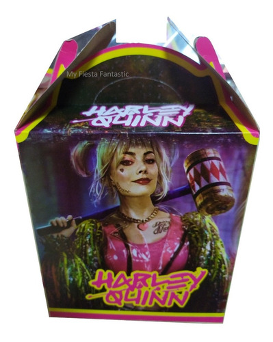 Imagen 7 de 10 de Escuadron Ave Harley Quinn Set 30 Cajitas Dulceras Bolo Feli