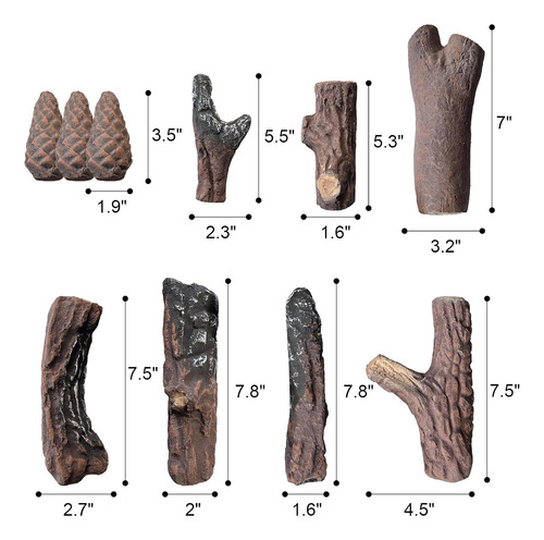 Juego De 10 Leños De Chimenea Falsos De Tamaño Pequeño Co...