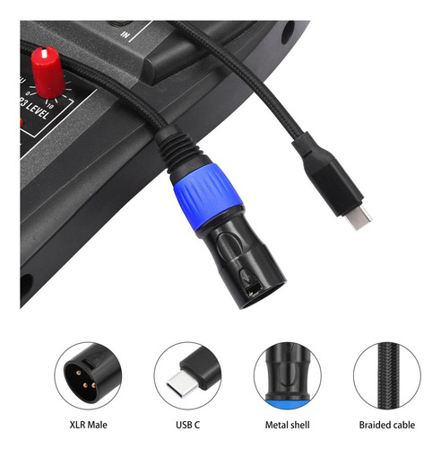 Cable Usb C A Xlr Macho, Conector De Audio,, 300cm
