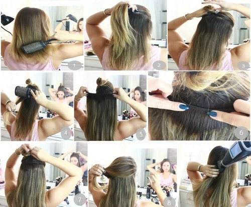 Aplique Cabelo Fibra Orgânica Loiro Mel Com Mechas Claras