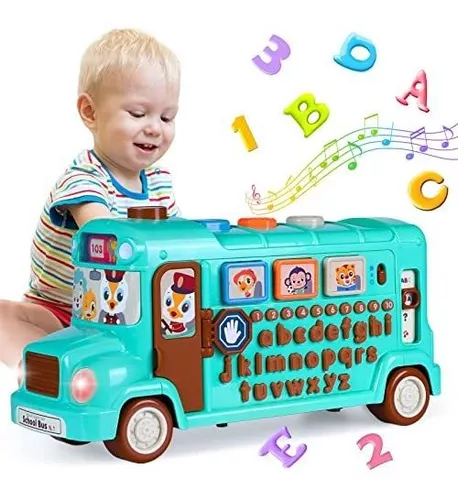 Juguetes para bebés de 12 a 18 meses, autobús musical, juguetes para niños  y niñas de 1, 2, 3, 4 años, regalos de cumpleaños, juguete de aprendizaje