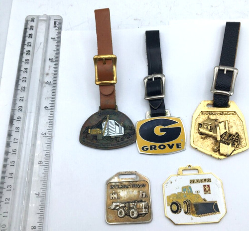 Vintage Pocket Watch Fob Lot Of 5 Grove, Barber Greene,  Aac