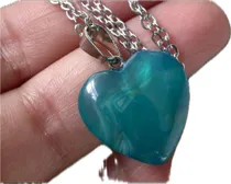 Comprar Luli Colgante Piedra Cuarzo Azul Agata Corazon Cadena Acero