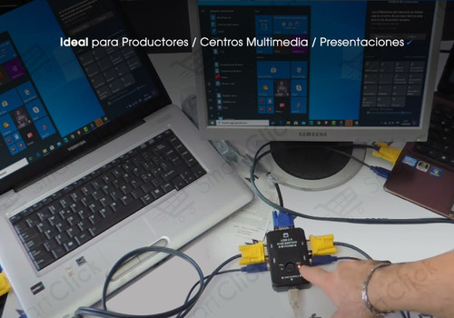 Imagen 2 de 10 de Switch Kvm 2 Puertos Usb Monitor Teclado Mouse Impr + Cables