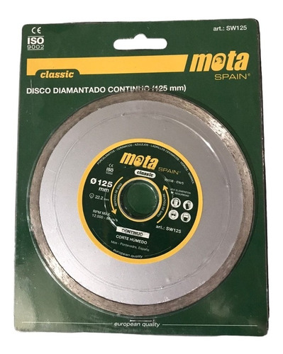 Disco Diamantado Continuo/liso 125mm Mota Sw125
