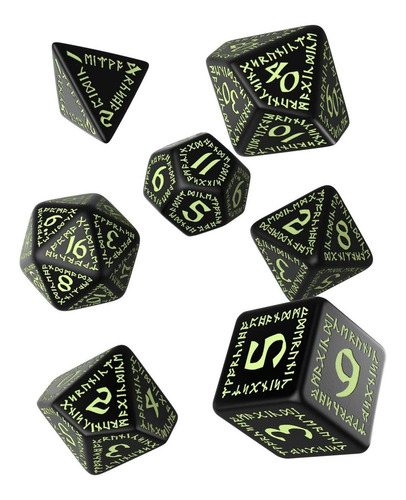 Runic Black-glow-in-the-dark Dados Set