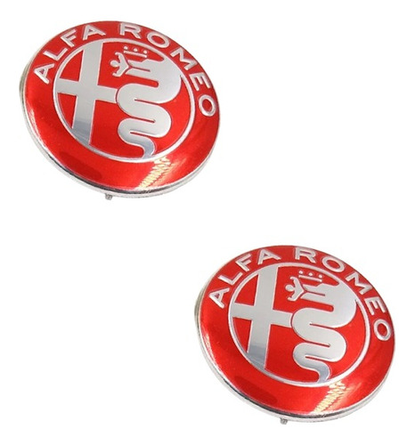 2 Emblema Adesivo Alfa Romeo 74mm Aluminio Capô Ou Portamala