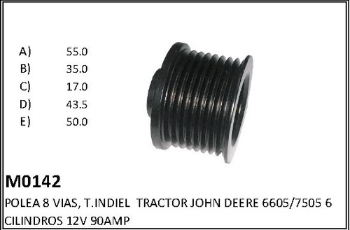 Polea 8 Vias Tractor J. Deere 6605 7505 6 Cilindros