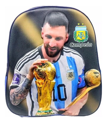 Mochila Infantil  Messi Mundial Espalda Escolar 3d Relieve