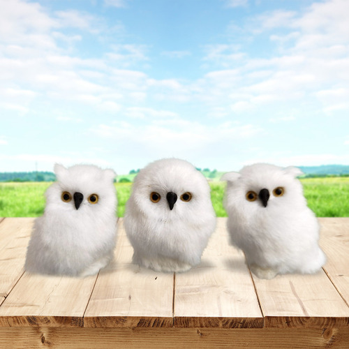 Para Decoración Navideña Con Búho De Plástico Blanco, 3
