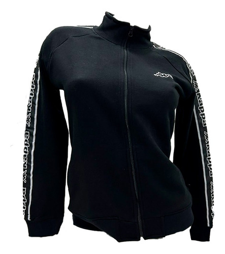 Campera Deportiva Kappa Logo Tape Donna Jacket Mujer Negro