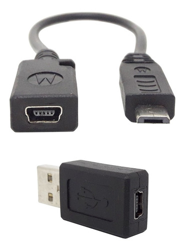 Kit 1 Cabo Micro Usb V8 M X V3 Mini F + 1 Adapt V3 F X Usb M