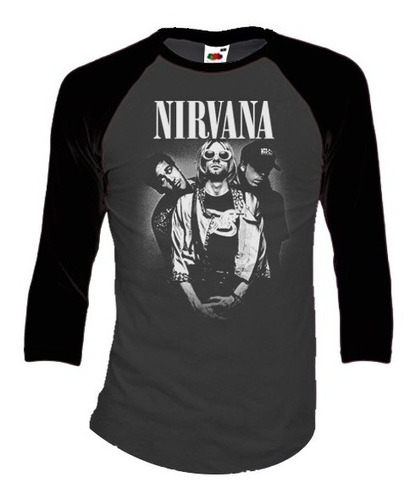 Nirvana Playeras Manga 3/4 Para Hombre Y Mujer