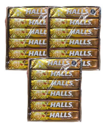 Pastillas Miel Limón Halls 36pz De 9 Caramelos C/u Adams