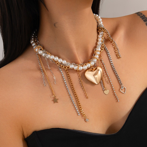 Collar De Cadena Con Borlas Con Colgante Multicapa Para Muje