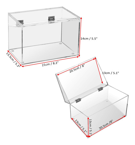 Caja De Tarjeta De Índice Acrílico Transparente De 5 X 8 Pul