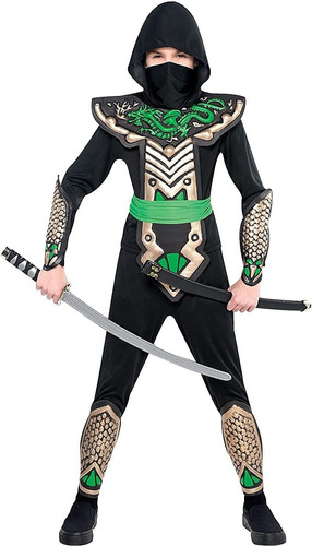 Dragon Slayer Ninja Niño Disfraz, S, Negro, Verde