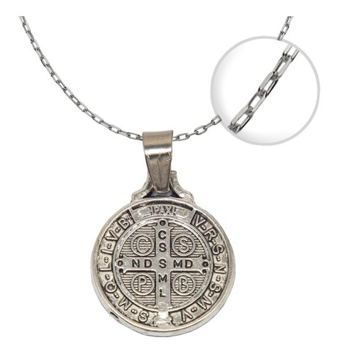 Imagen 2 de 3 de Colgante Medalla San Benito Cadena + Cajita / Todojoyas