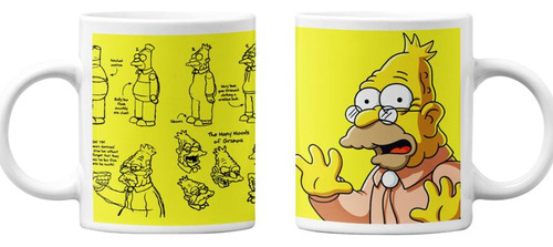 Tazones Tazas Blancas Abraham Simpson Abuelo Los Simpson