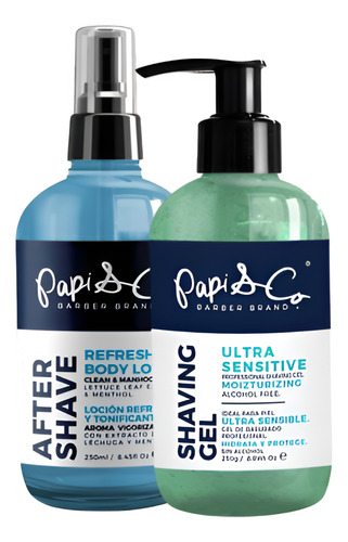 Kit Shaving Gel + Loción After Shave Barba Bigote Papi & Co